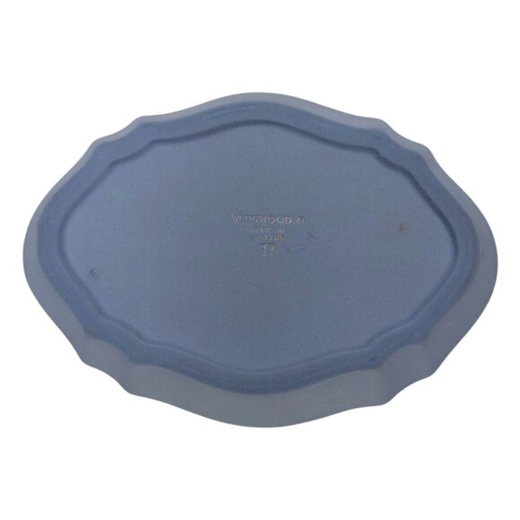 Vtg Wedgewood Jasperware Trinket Dish 77 Blue Oval Neoclassical Relief 4.5" - Picture 6 of 11